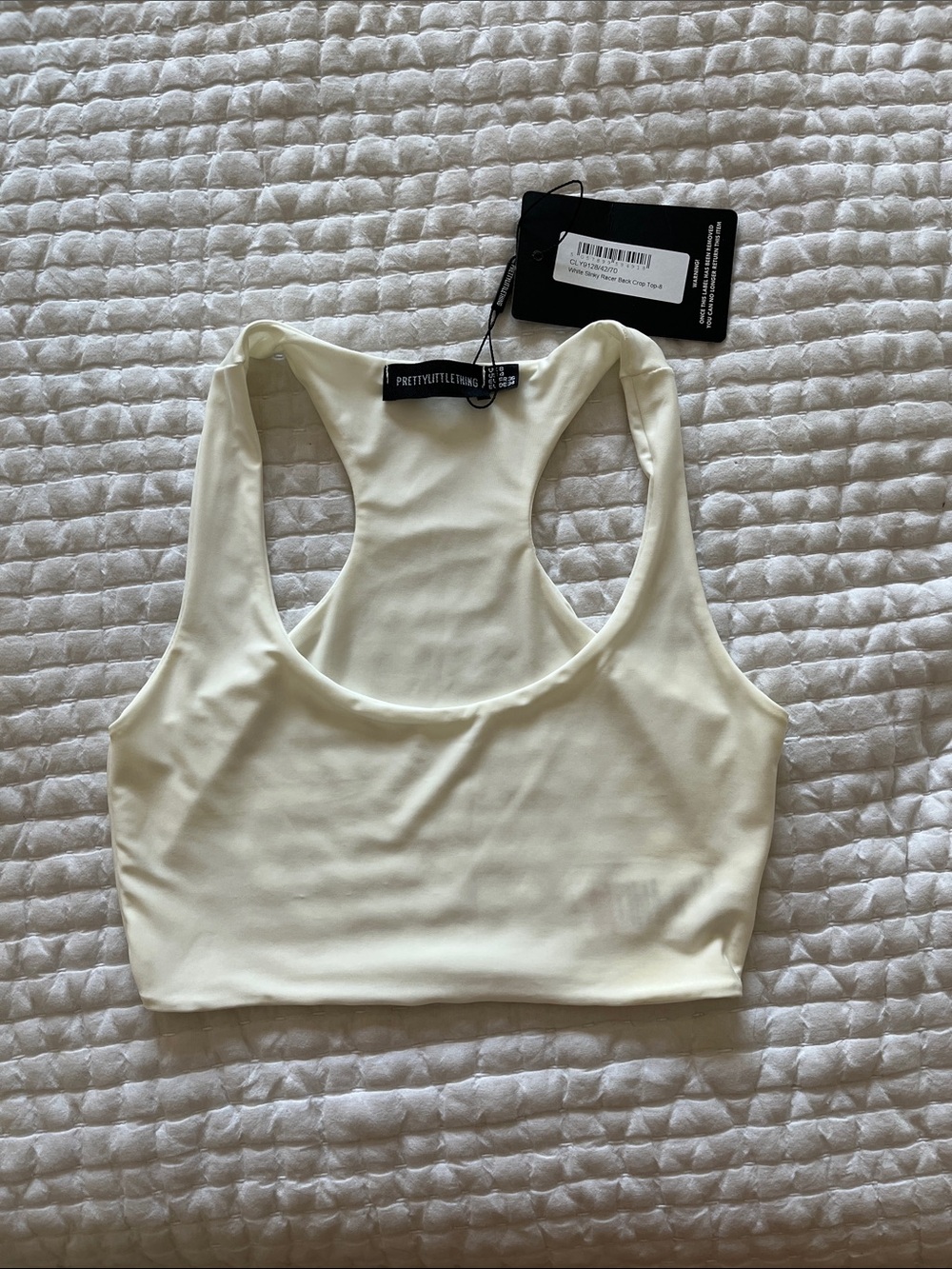 PrettyLittleThing Cream Racerback Crop Top